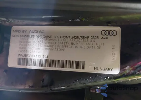 2015 Audi S3 2.0T Premium Plus z USA, uszkodzony, nr VIN WAUBFGFF0F1131943